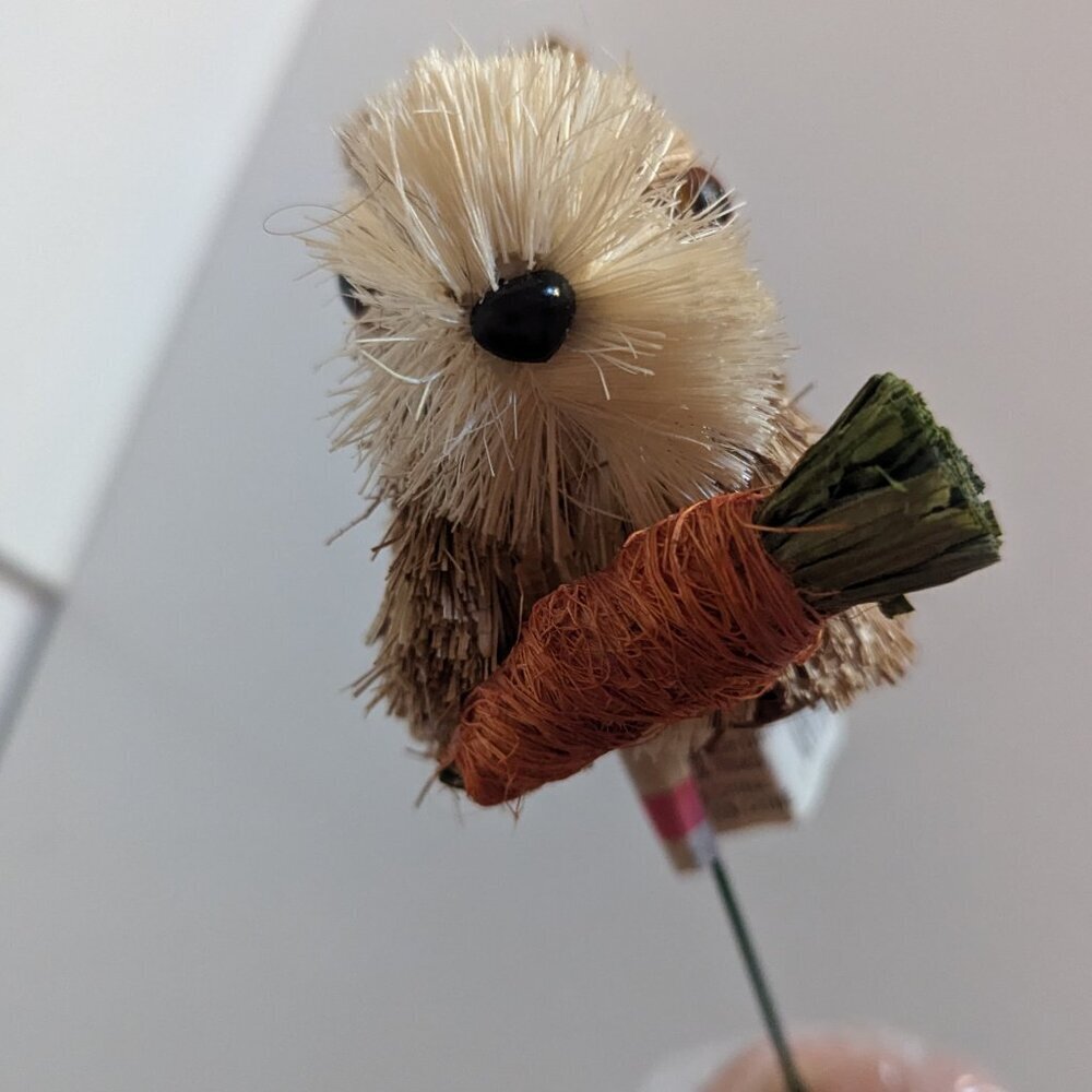 NWT Cute Sisal Bunny Rabbit w Carrot Plant Pick Fall Home Decor Michaels Ashland - Picture 4 of 7